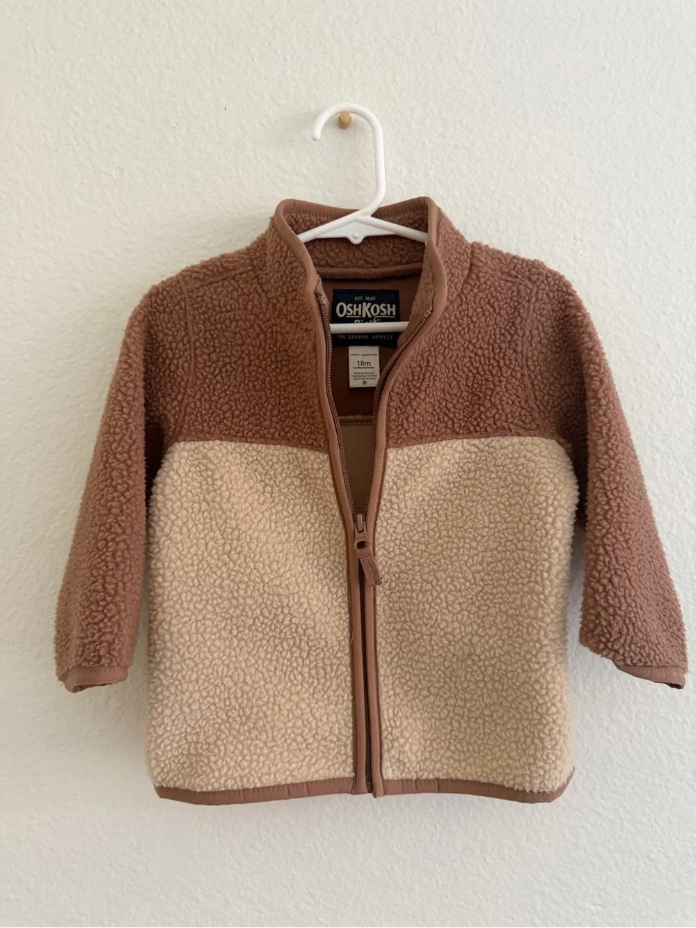 OshKosh Two-Tone Sherpa Zip Jacket - Brown & Cream